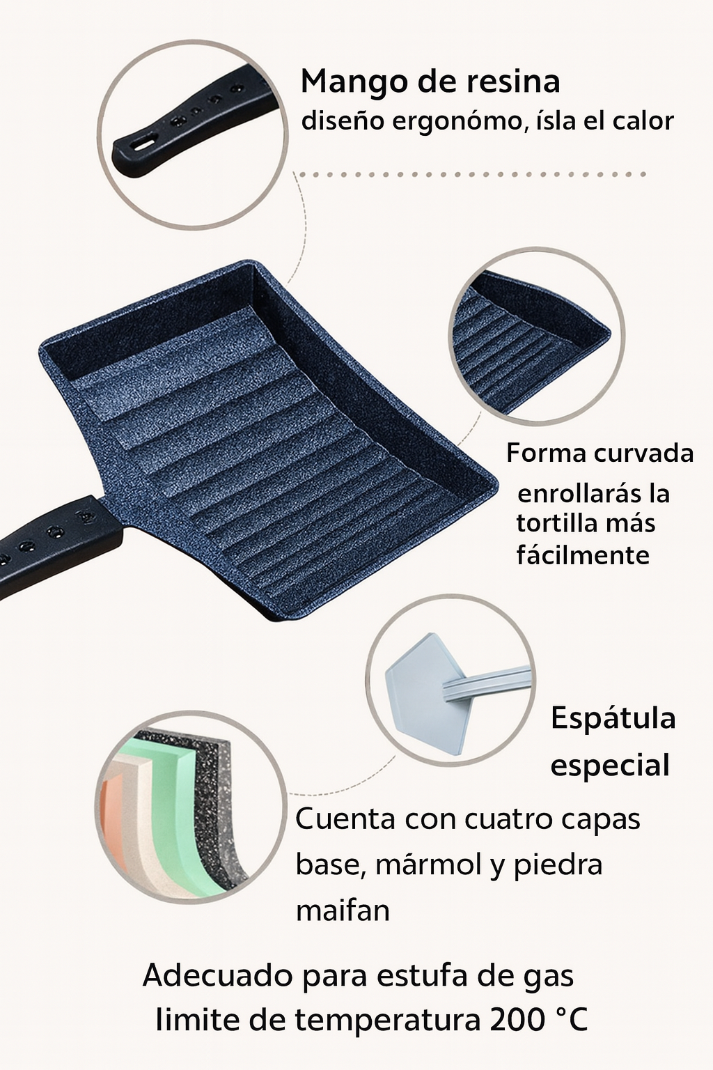 Sartén para tortilla japonesa o rollitos de huevo - Imagen 4