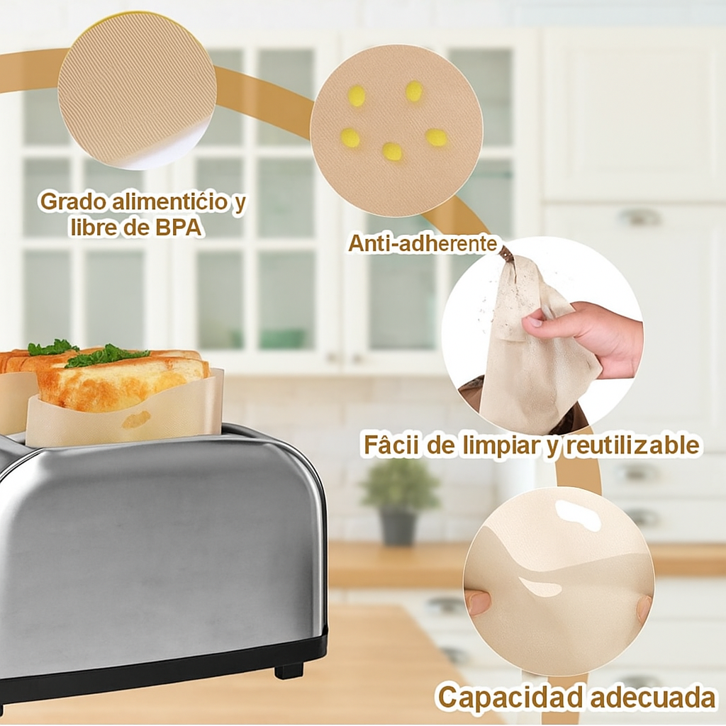 🥪 Bolsas Reutilizables para Tostadora, Horno y Microondas